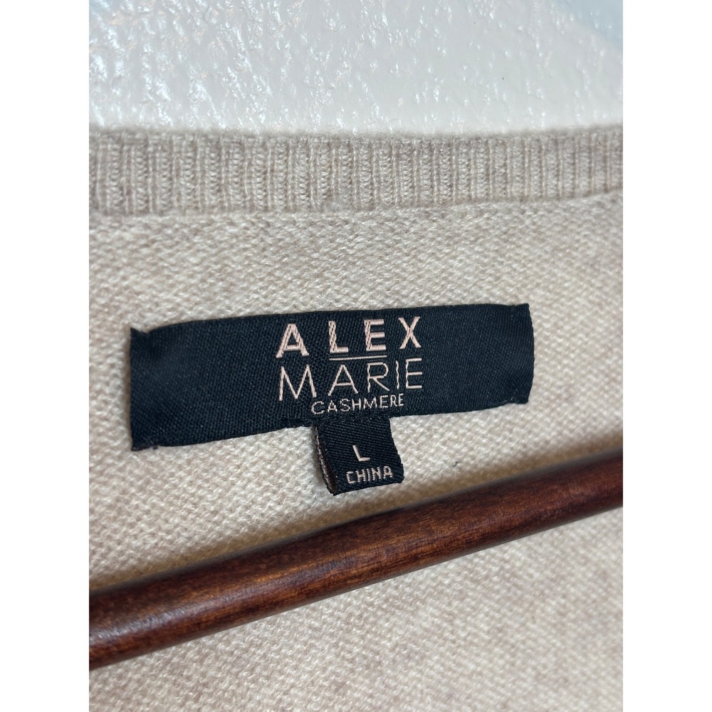 Alex Marie 100% Cashmere V-Neck Long Sleeve Knit Sweater Size Large - Picture 3 of 7